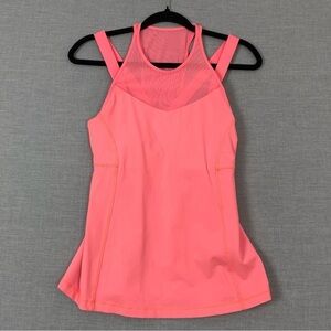 Lululemon Tank Top Mesh Detail Womens Size 6 Peach High Neck Built-in Shelf Bra